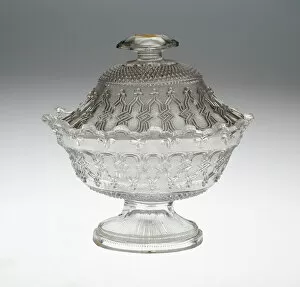 Baccarat Crystalworks Gallery: Covered Bowl and Stand, France, c. 1830 / 60. Creator: Baccarat Glasshouse