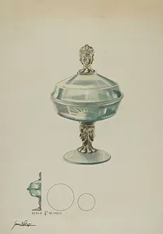 Metal And Glass Prints: Covered Compote, c. 1936. Creator: James Vail