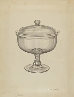 Glassworks Prints: Covered Compote, c. 1936. Creator: John Dana