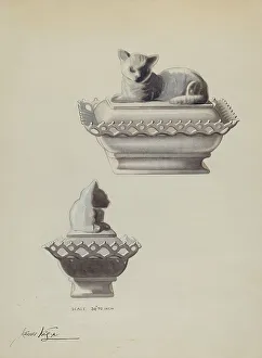 Covered Prints: Covered Dish (Cat), c. 1936. Creator: James Vail