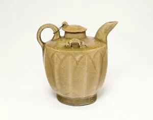 Underglaze Gallery: Covered Ewer with Upright Lotus Petals, Song dynasty (960-1279). Creator: Unknown