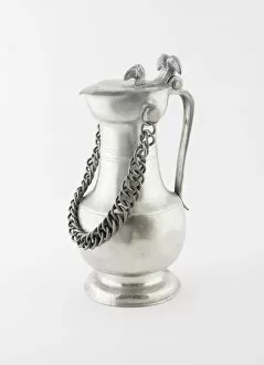 Pewter Collection: Covered Flagon with Chain, Wallis, c. 1845. Creator: Giovanni del Barba