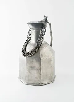 Flagon Prints: Covered Flagon with Chain, Wallis, c. 1750. Creator: Pierre Main