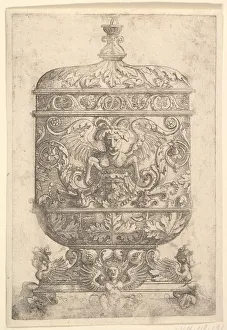 Altdorfer Prints: Covered Goblet with Grotesques on a White Background. n. d. Creator: Albrecht Altdorfer