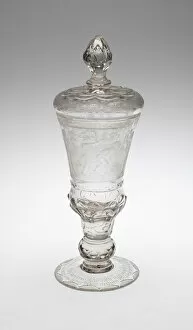 Blown Glass Gallery: Covered Goblet (Pokal) with Musicians, Silesia, 1730 / 40. Creator: Unknown