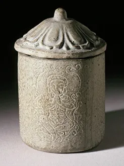 Goryeo Prints: Covered Relic Container with Buddhist Deity, 13th-14th century. Creator: Unknown