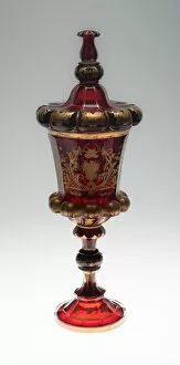 Bohemia Crystal Gallery: Covered Vase, Bohemia, Mid 19th century. Creator: Bohemia Glass