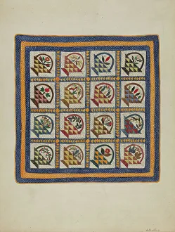 Coverlet Prints: Coverlet, 1935/1942. Creator: Arlene Perkins