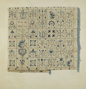 Clarke Prints: Coverlet, 1935/1942. Creator: Mae A. Clarke