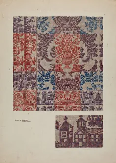 Dingman Byron Prints: Coverlet: Boston Town, c. 1939. Creator: Byron Dingman