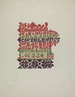 Watercolor And Graphite On Paper Collection: Coverlet, c. 1940. Creator: Carmel Wilson