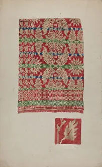 Stitching Prints: Coverlet, c. 1941. Creator: Betty Jacob