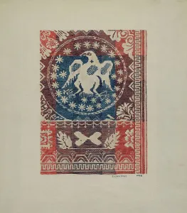 Coverlet Prints: Coverlet: Eagle Coin, 1938. Creator: Eileen Knox