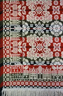 Two Loom Widths Joined Prints: Coverlet, Pennsylvania, 1843. Creator: Martin Hoke
