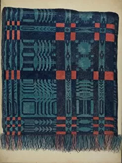 Watercolor And Graphite On Paperboard Collection: Coverlet - Pine Tree Border, c. 1937. Creator: Eva Wilson