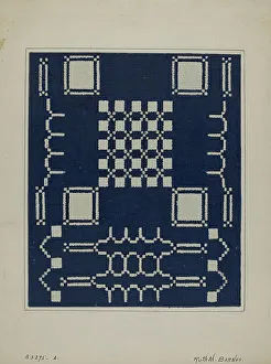 Barnes Ruth M Prints: Coverlet (Section), c. 1940. Creator: Ruth M. Barnes