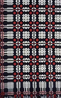 Two Loom Widths Joined Prints: Coverlet, United States, c. 1840. Creator: Mrs. Woodcock