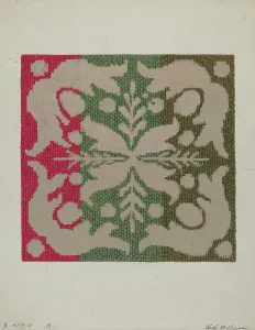 Barnes Ruth M Prints: Coverlet (Wool), c. 1937. Creator: Ruth M. Barnes