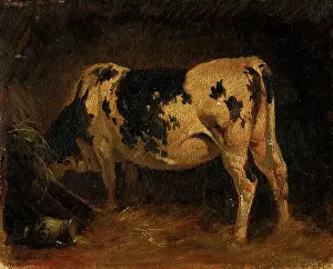 Barn Prints: Cow in a Barn, 1840-1860. Creator: Friedrich Gauermann