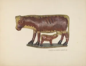 Cow and Calf Toy, c. 1939. Creator: Isabella Ruth Doerfler