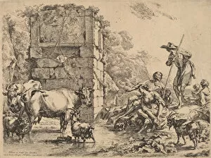 Berghem Nicolaes Collection: Cow Drinking, 1680. Creator: Nicolaes Berchem