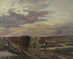 Herdsman Prints: A Cow-drove, c1870. Creator: Theodor Esbern Philipsen