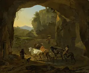 Rocky Prints: Cowherds in a Cave, 1654. Creator: Nicolaes Berchem