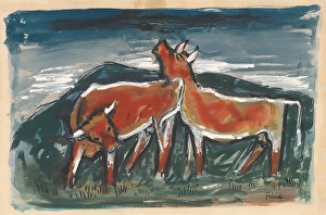 Galanda Prints: Cows, 1936. Creator: Mikulas Galanda