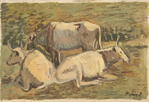 Cyprian Prints: Cows, 1940. Creator: Cyprian Majernik