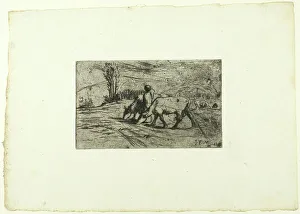 Jf Millet Prints: The Two Cows, c. 1847. Creator: Jean Francois Millet