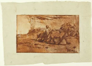 Jf Millet Prints: The Two Cows, c. 1847. Creator: Jean Francois Millet