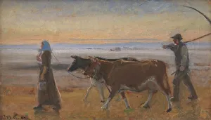Ancher Michael Peter Prints: Cows Being Driven across the Moor, 1902. Creator: Michael Peter Ancher