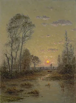 Per Ekstrom Prints: Two Cows in an Evening Landscape. Creator: Per Ekstrom
