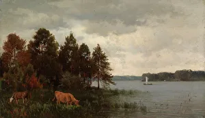 Cows by a lake, 1876. Creator: Fridolf Weurlander
