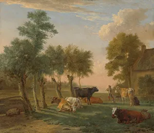 Willow Prints: Cows in a Meadow near a Farm, 1653. Creator: Paulus Potter