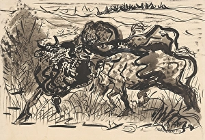 Pasture Prints: Cows in a Pasture, 1940. Creator: Arnold Peter Weisz-Kubincan