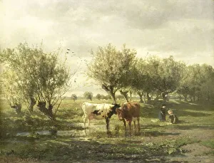 Bilders Gerard Prints: Cows at a pond, 1860-1865. Creator: Gerard Bilders