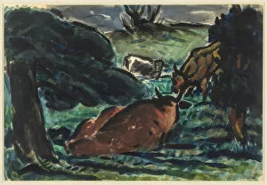 Chewing The Cud Gallery: Cows Reclining, c1920s. Creator: Louis Wiesenberg