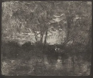Cows at a Watering Place, original impression 1862, printed in 1921 Cows at a Watering Place, original impression 1862, printed in 1921