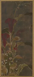 Sweet Corn Prints: Coxcombs, maize and morning-glories, Momoyama period, 1568-1615. Creator: Unknown