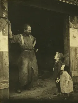 A crack with the blacksmith, c1900. Creator: Frances S. Allen. A crack with the blacksmith, c1900. Creator: Frances S. Allen