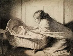 Leaning Forward Prints: By the Cradle, 1903. Creator: William Orpen