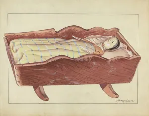 Porcelain Doll Prints: Cradle, c. 1953. Creator: Anna Aloisi