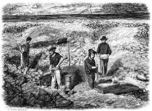 Cradling Prints: Cradling for gold in the Californian gold fields, 1849
