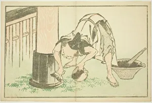 Hokusai Shashin Gafu Prints: Craftsman working on Temple, from The Picture Book of Realistic Paintings of Hokusai