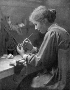 Craftswoman Prints: A craftswoman at work, 1911-1912. Artist: ET Holding