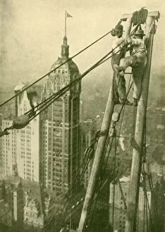 Height Gallery: Crane Men at Work on a New York Skyscraper, c1930. Creator: GPA