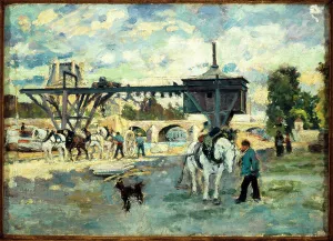 Pont Royal Prints: Crane on the Seine at Pont Royal, c1880. Creator: Unknown