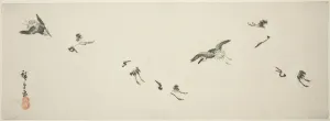 Nagaban Surimono Prints: Cranes in flight, n. d. Creator: Ando Hiroshige