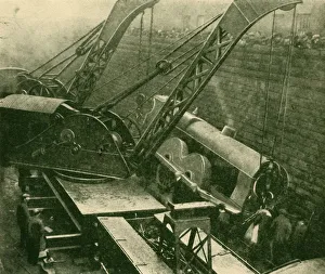Recovery Prints: Cranes At Work After An Accident, 1930. Creator: Unknown